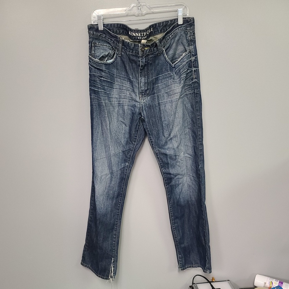 Kenneth Cole‎ jeans  Select  34x32 Blue Jeans Distressed Denim Faded Look Casual